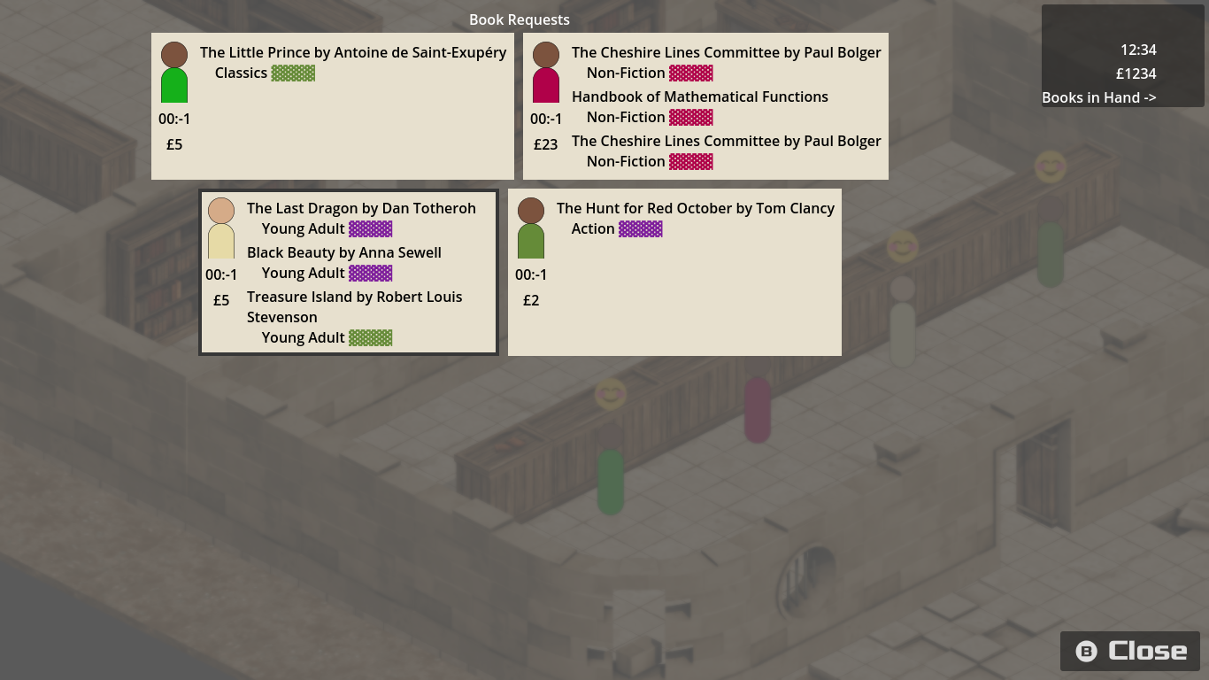 Screenshot of the finished requests UI.