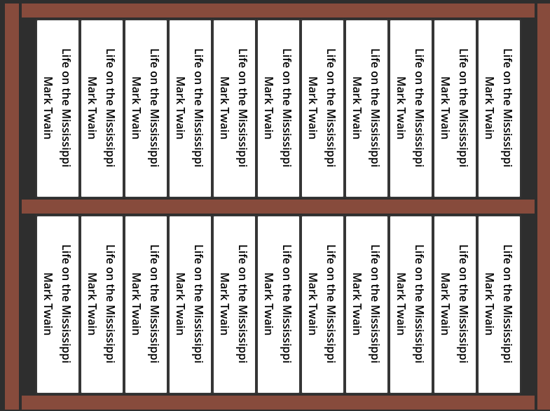 Screenshot of the roughed-out bookcase UI.